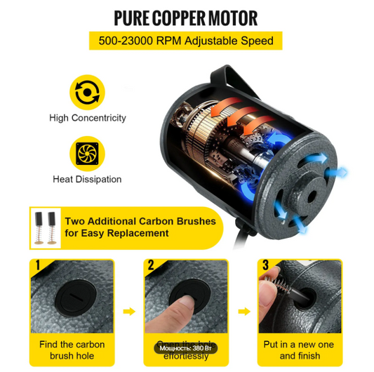 Шліфмашина для ювелірних виробів  380 Вт,  500–23 000 об/мин