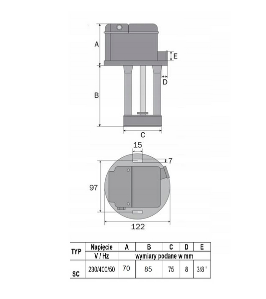 Насос охолоджувальної рідини для стрічкових пилок, 230 В / 400 В