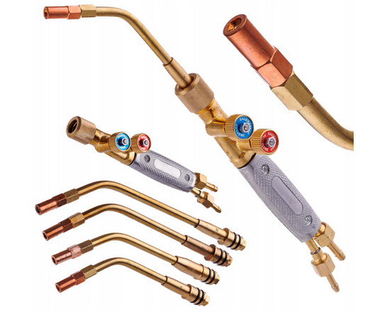Комплект для паяння пропаном та киснем, 4 форсунки, редукторний шланг