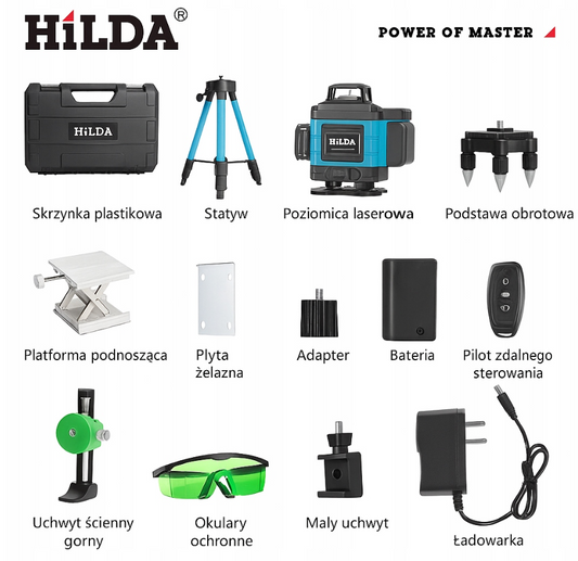 Лазерний рівень хрестоподібний, 4D + штатив + кейс