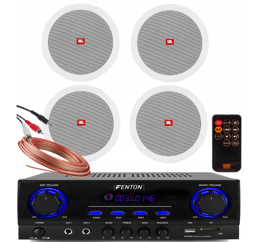 4 стельові динаміки JBL, цифровий підсилювач, Bluetooth, USB, AUX