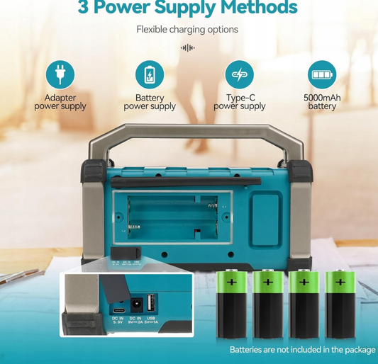Радіо Bluetooth, FM, AM, 5000 мАг, IP54