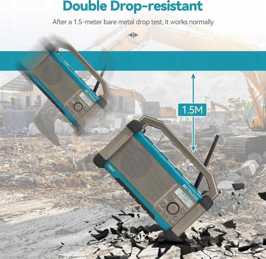 Радіо Bluetooth, FM, AM, 5000 мАг, IP54