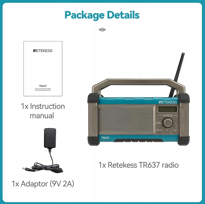 Радіо Bluetooth, FM, AM, 5000 мАг, IP54