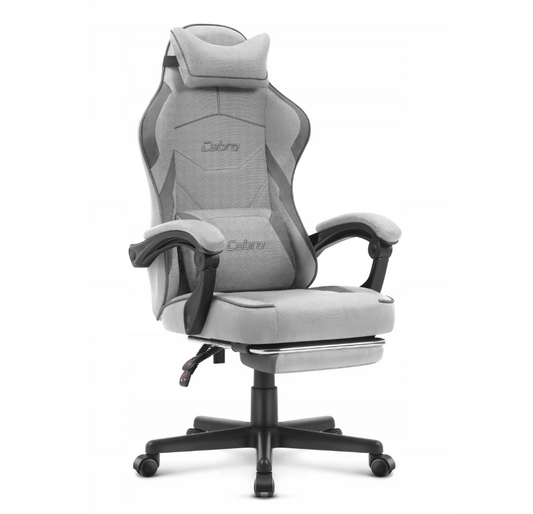 Ігрове крісло з тканини, сіре, чорне