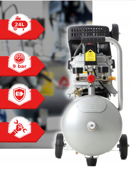 Масляний компресор 24 л, ефективний, 9 бар, 3,4 к.с., 300 л/хв