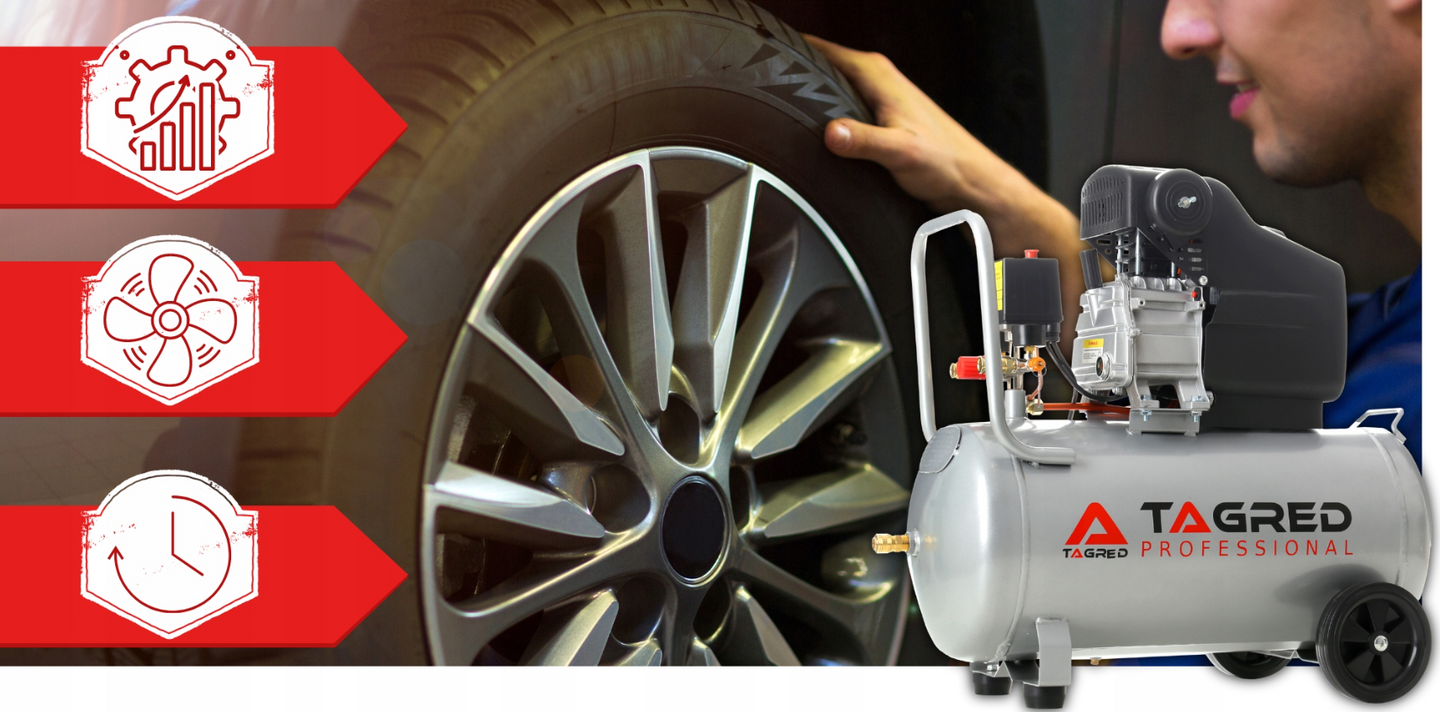 Масляний компресор 24 л, ефективний, 9 бар, 3,4 к.с., 300 л/хв