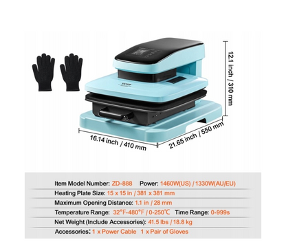 Автоматичний термопрес для текстилю 381 х 381 мм