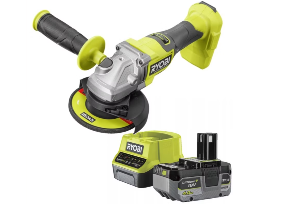 Комплект кутової шліфувальної машини, 125mm з акумулятором 4.0Ah та зарядним пристроєм