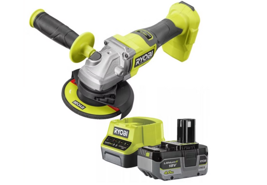 Комплект кутової шліфувальної машини, 125mm з акумулятором 4.0Ah та зарядним пристроєм