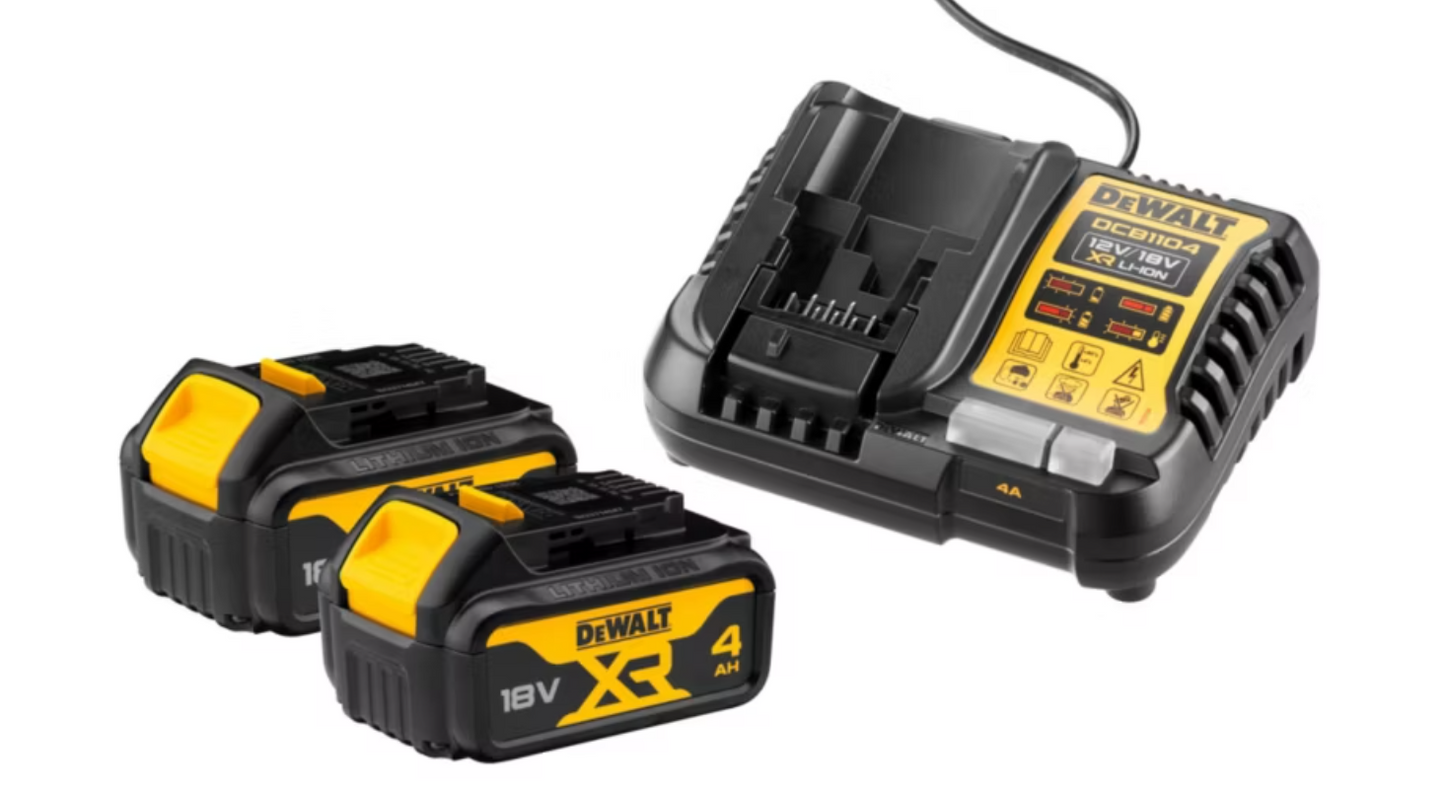 Комплект зарядного пристрою та акумулятора DeWalt 2 x 4 Ah 18V XR