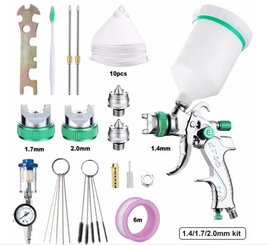Комплект фарбопістолету з 3 соплами 1,4/1,7/2,0 мм та об'ємом 600 см³