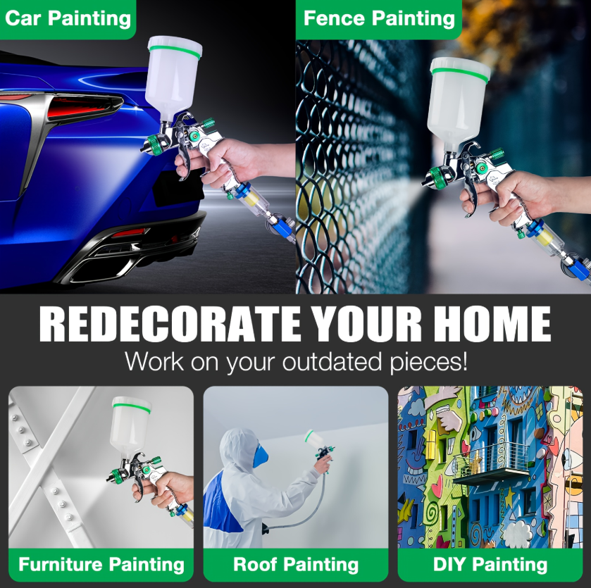 Комплект фарбопістолету з 3 соплами 1,4/1,7/2,0 мм та об'ємом 600 см³