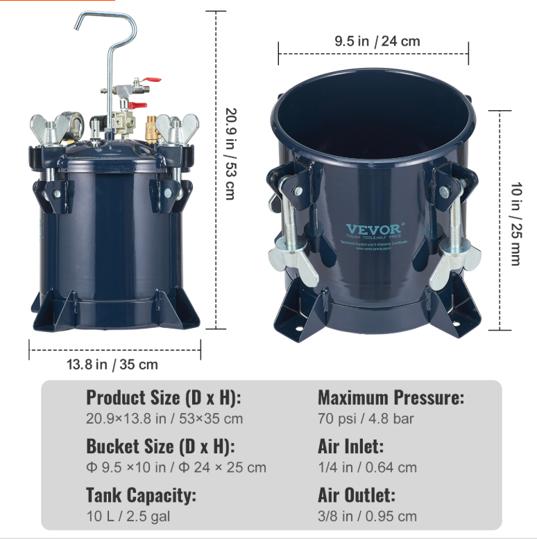 Професійний фарборозпилювач з баком під тиском 10 л