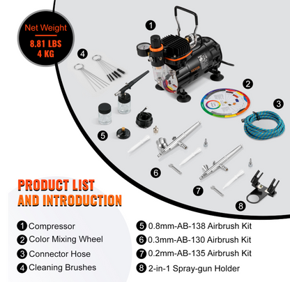 Повний комплект аерографа: компресор, фарбопульт, 220-240 В